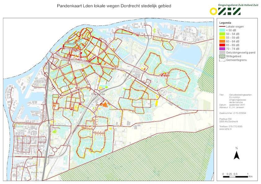 fig. 4.10 pandenkaart geluid lokale wegen 2017